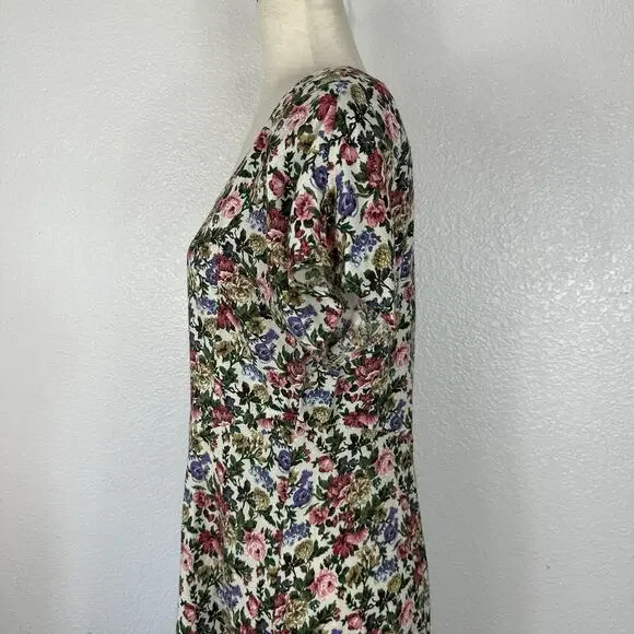 Vintage 90s Y2K All That Jazz Dress Midi Size 9/10 Floral Cottagecore Peasant - Picture 7 of 13